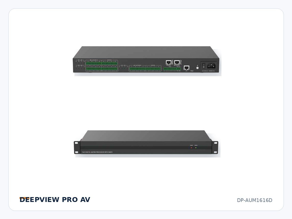 DP-AUM1616D 16x16 Audio Processor with Dante 4x4
