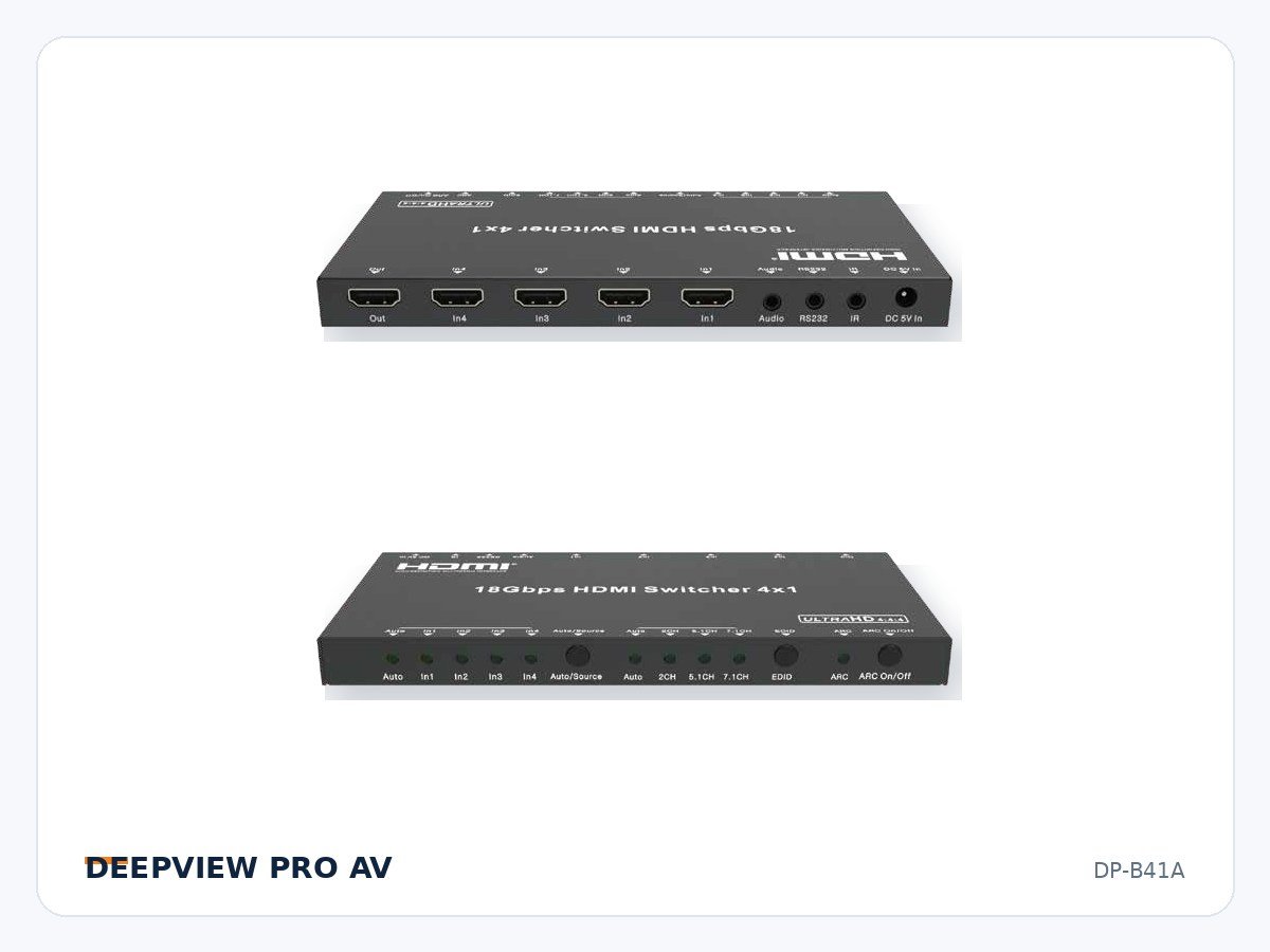 DP-B41A 4x1 HDMI 4K 18Gbps Switcher with Audio Breakout and ARC