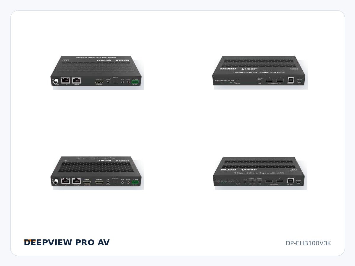 DP-EHB100V3K HDMI 4K 18Gbps HDBaseT 3.0 Extender 100m with USB, eARC and Ethernet