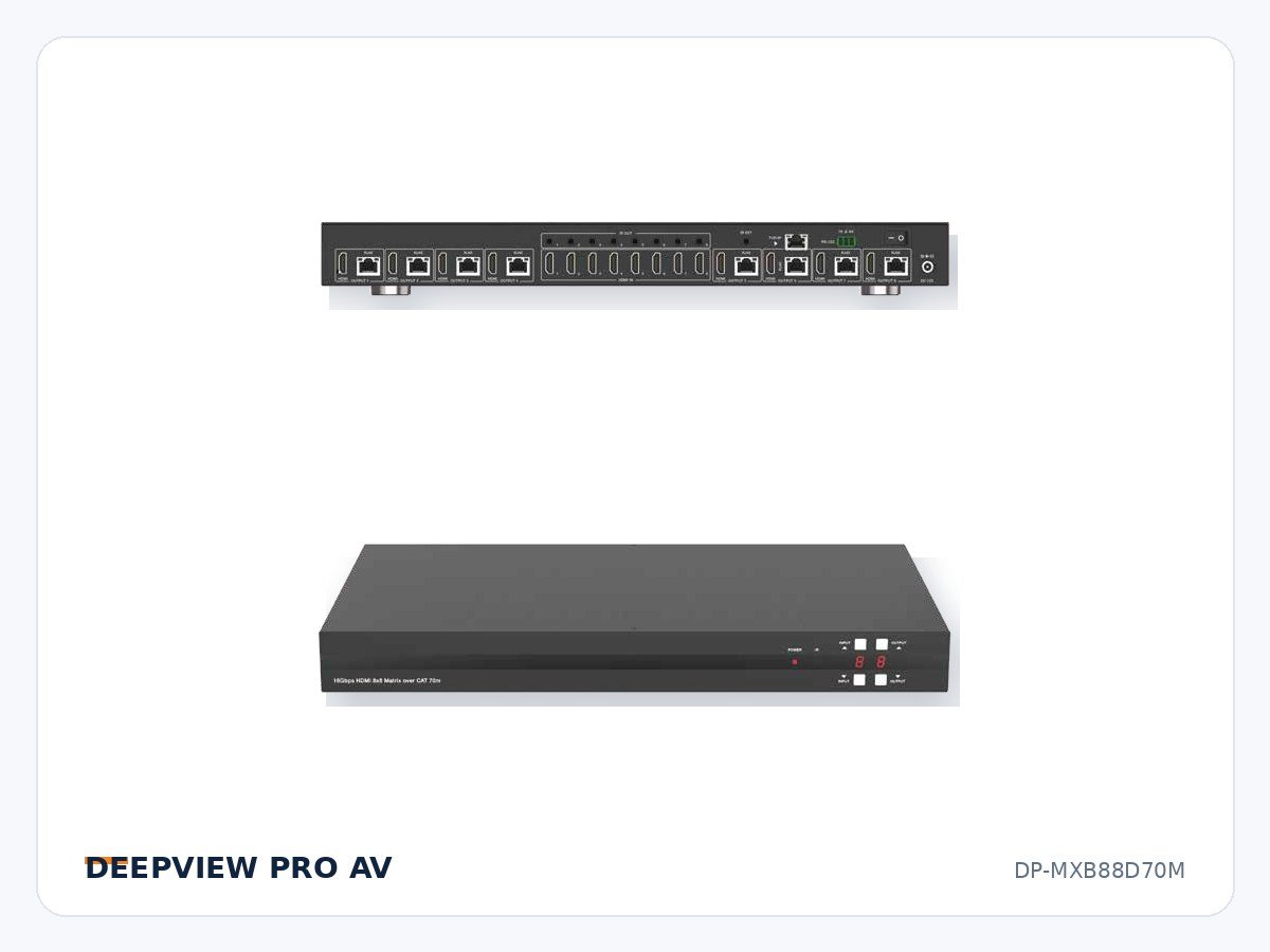 DP-MXB88D70M 8x8 HDMI 4K 18Gbps Matrix over Cat6 70m