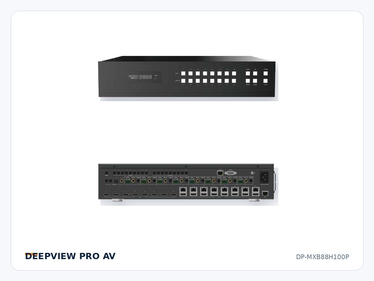 DP-MXB88H100P 8x8 HDMI 4K 18Gbps Matrix over HDBaseT 100m with Audio Matrix