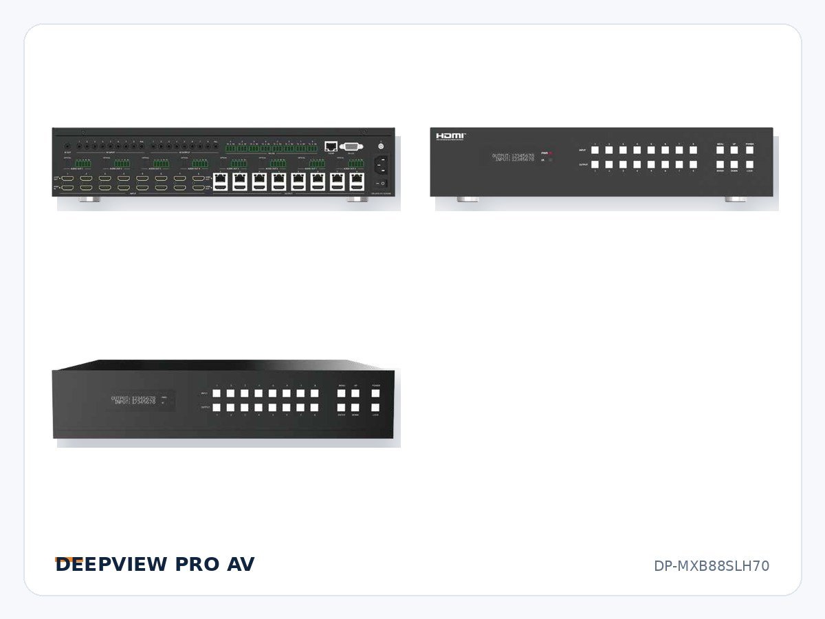 DP-MXB88SLH70 8x8 HDMI 4K 18Gbps Seamless Matrix over HDBaseT 70m with Audio Matrix