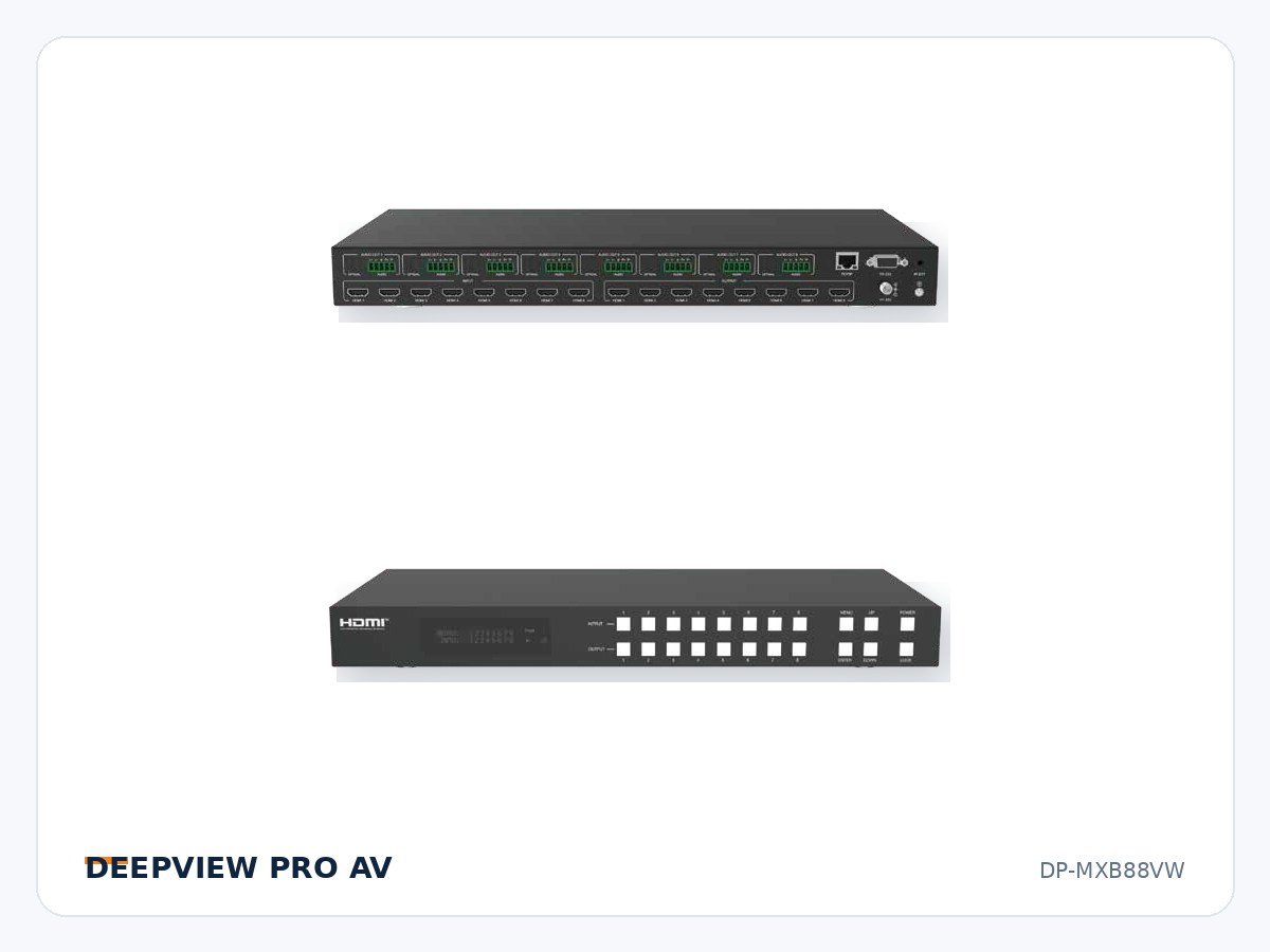 DP-MXB88VW 8x8 HDMI 4K 18Gbps Seamless Matrix with Video Wall and Multiview