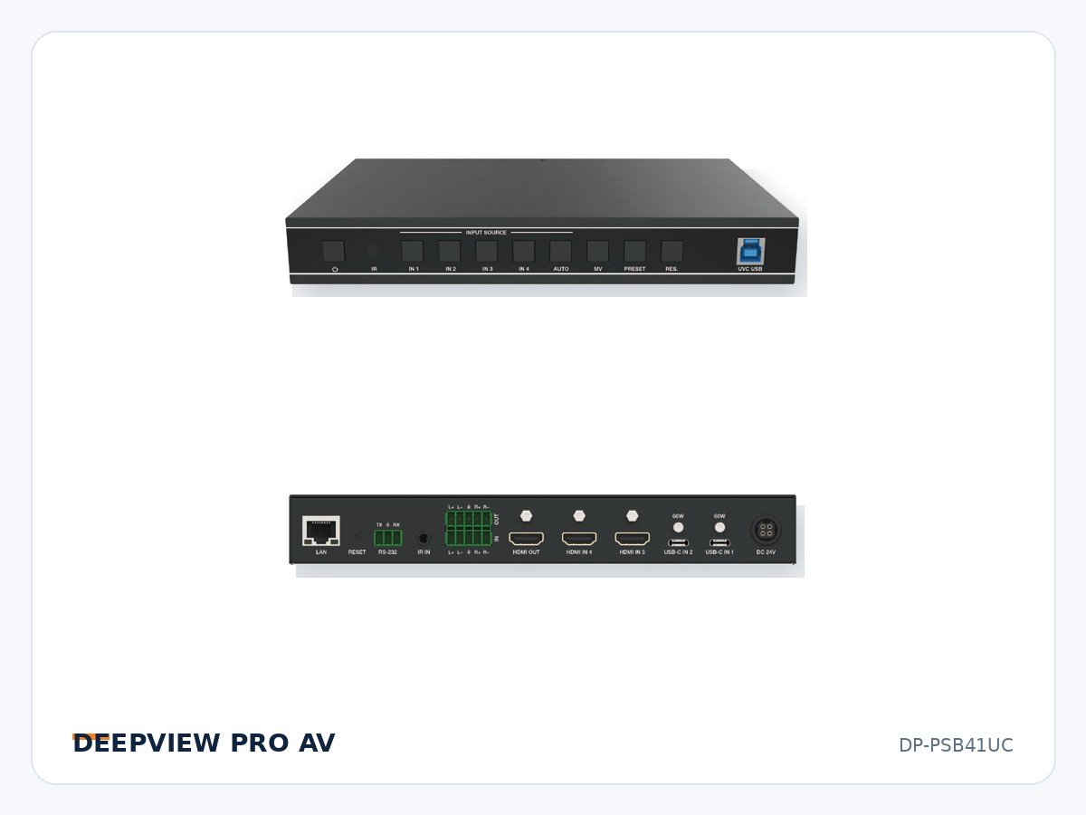 DP-PSB41UC 4x1 HDMI/USB-C 4K 18Gbps Presentation Switcher with USB Capture