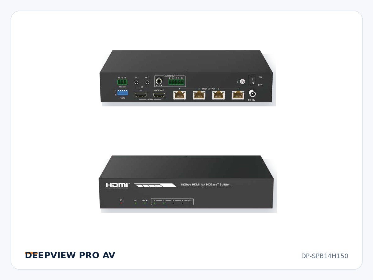 DP-SPB14H150 1x4 HDMI 4K 18Gbps Splitter over HDBaseT 150m