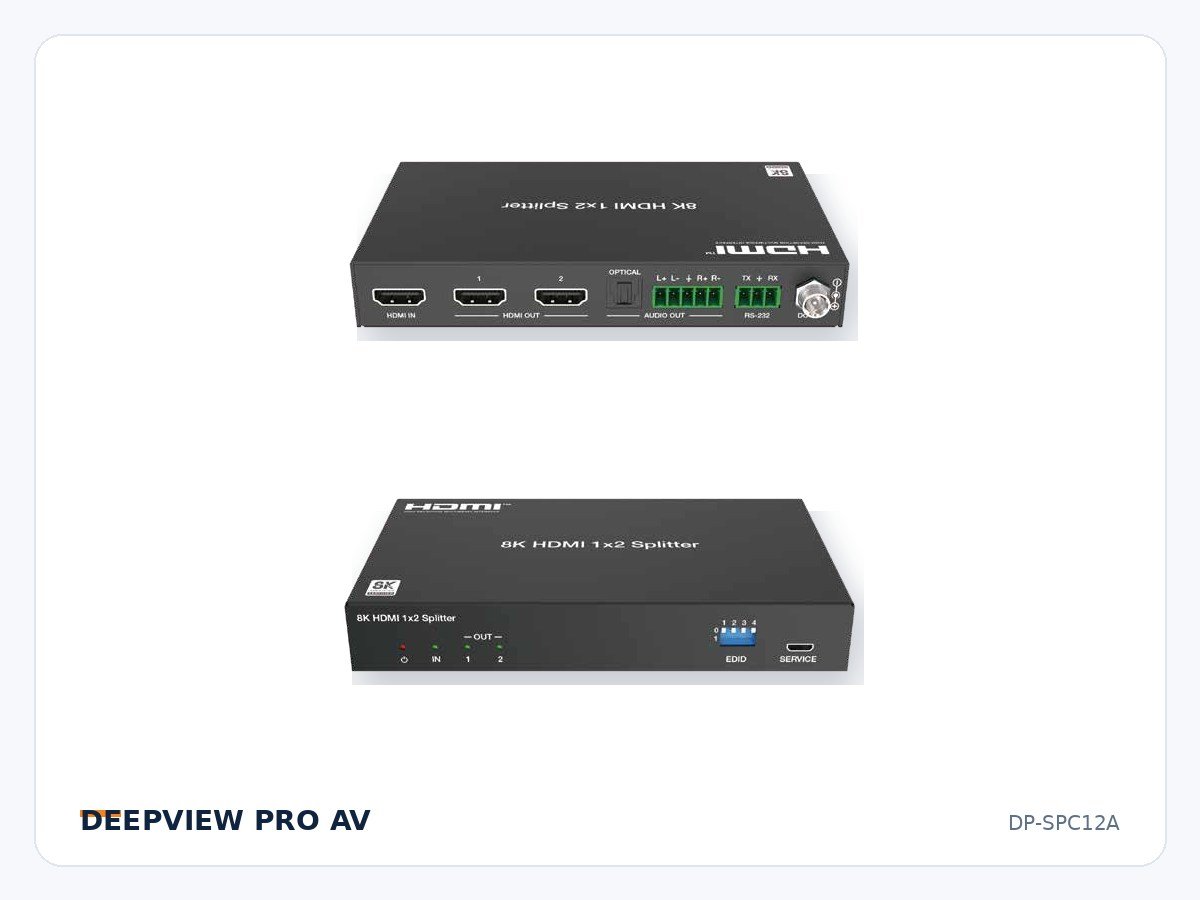 DP-SPC12A 1x2 HDMI 8K 40Gbps Splitter with Audio Breakout