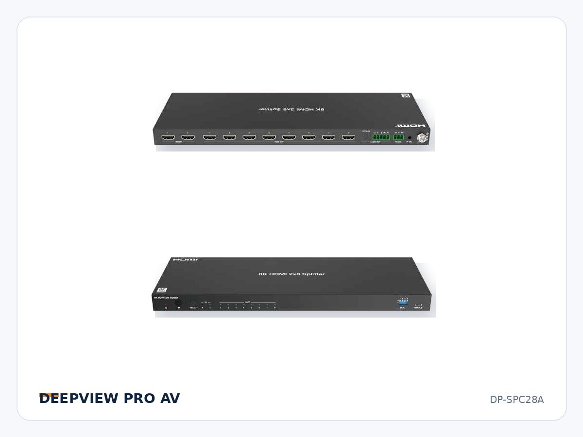 DP-SPC28A 2x1/1x8 HDMI 8K 40Gbps Splitter with Audio Breakout
