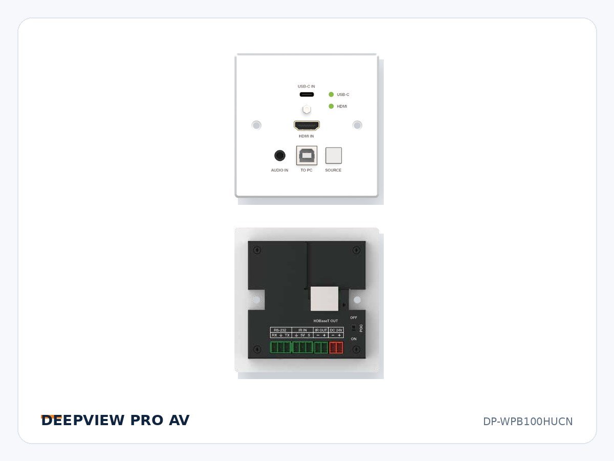 DP-WPB100HUCN HDMI/USB-C 4K 18Gbps Wall Plate 100m with USB (CN/UK 2-Gang)