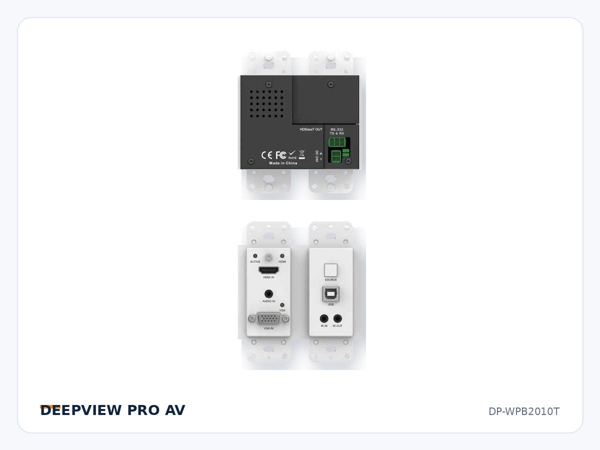 DP-WPB2010T HDMI/VGA 4K 18Gbps Wall Plate 100m with USB (US 2-Gang)