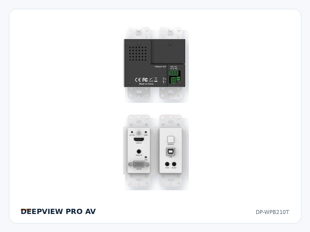 DP-WPB210T HDMI/VGA 4K 18Gbps Wall Plate 70m with USB (US 2-Gang)
