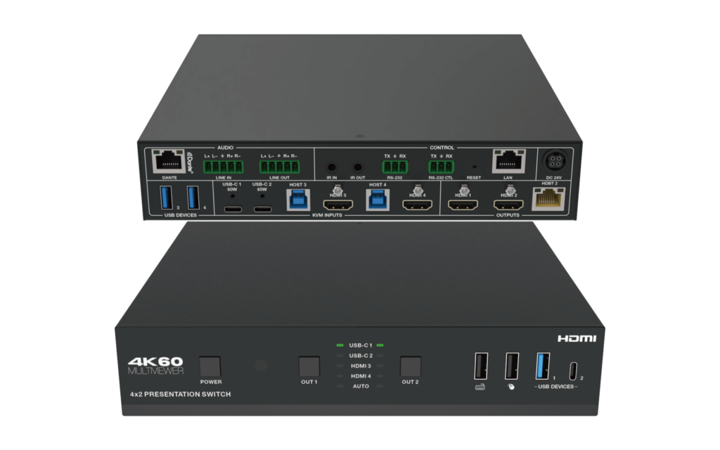 DP-PSB42H70 4x2 HDMI / USB-C 4K60 Presentation Switcher with HDBaseT 3.0